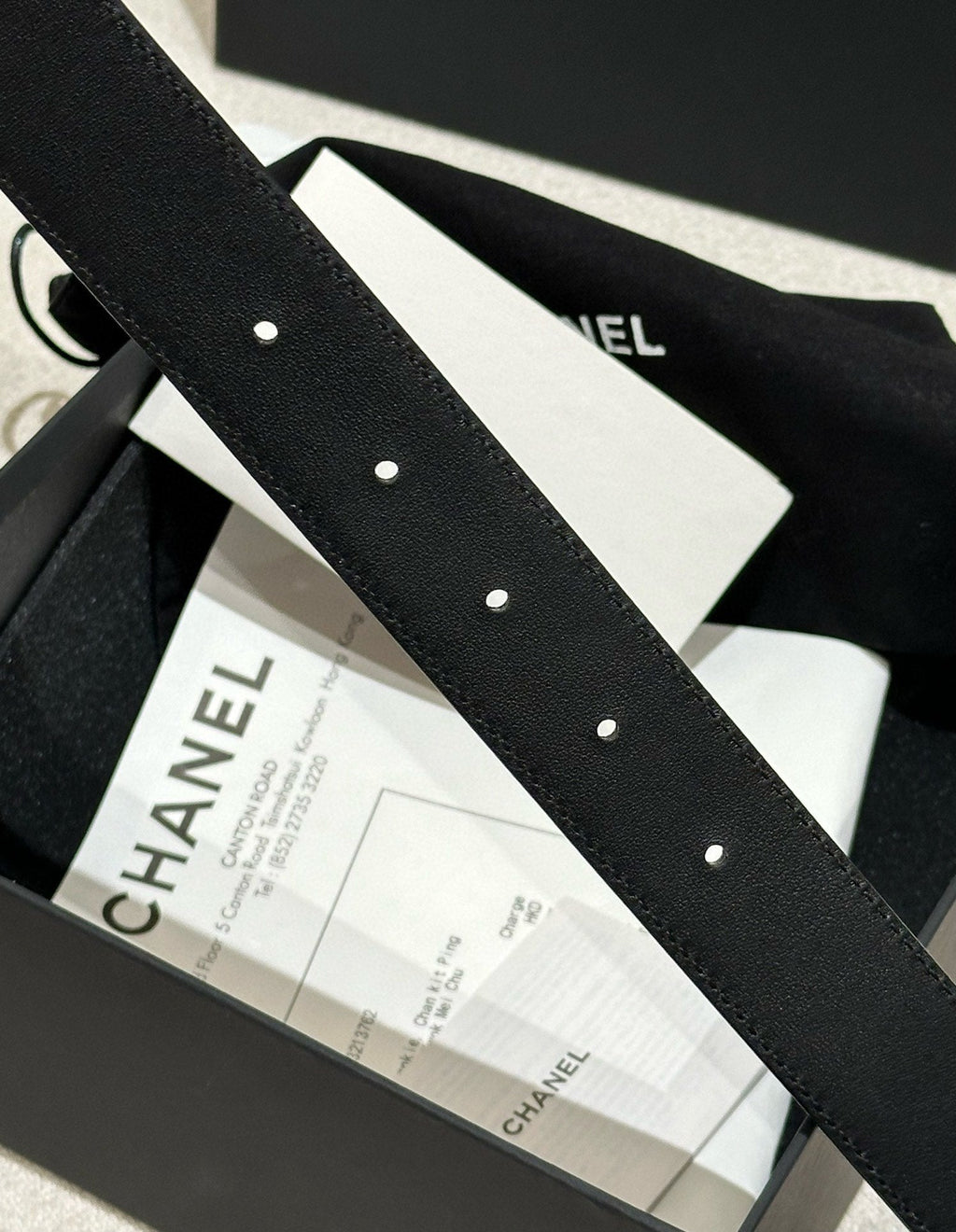 CHANEL DOUBLE C BELT 30MM IN BLACK CALFSKIN EMBOSSED LOGO GOLD BUCKLE