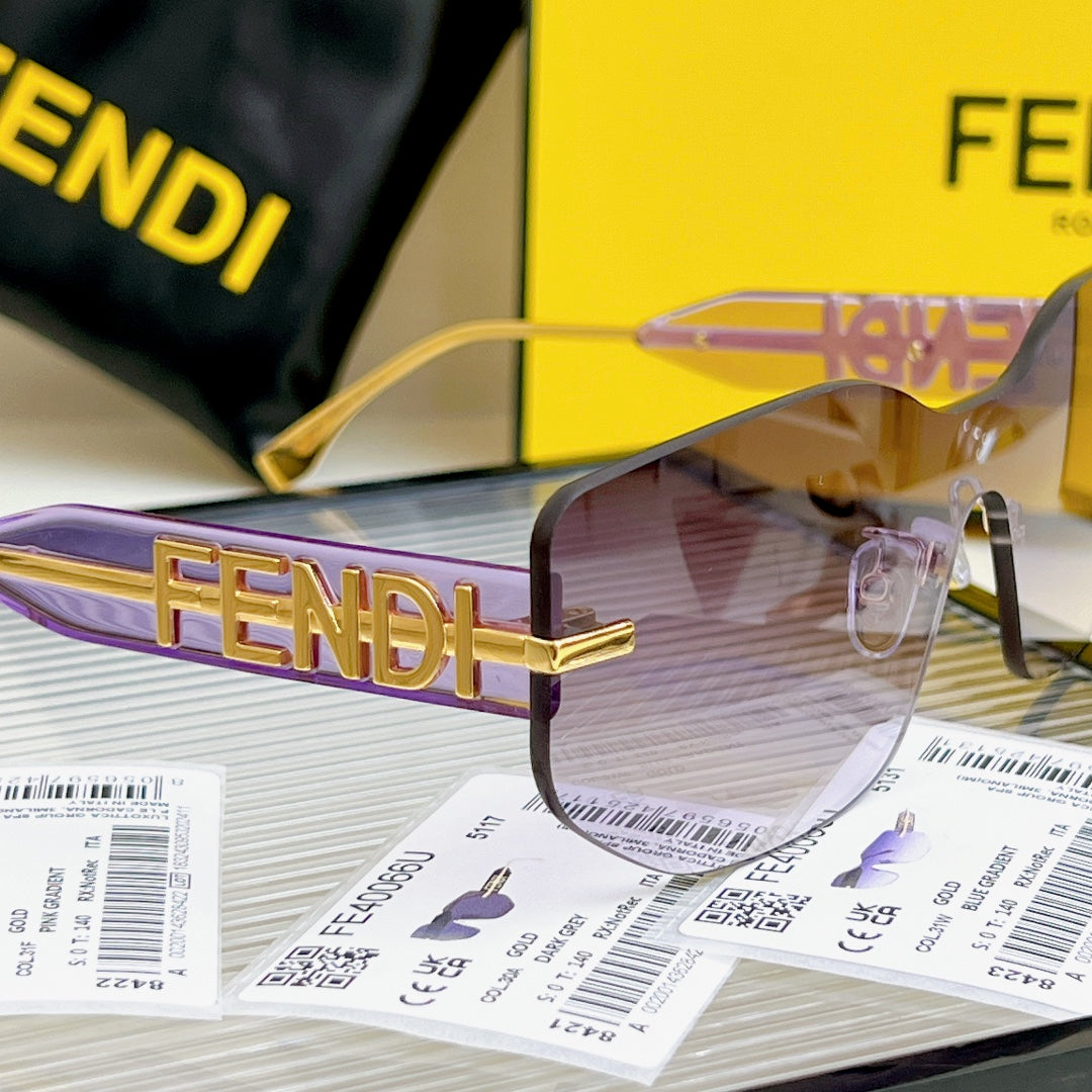 FENDI SQUARED RIMLESS VISOR SUNGLASSES FE40066U IN ACETATE AND METAL