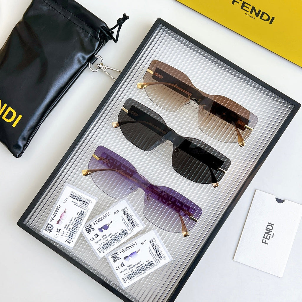 FENDI SQUARED RIMLESS VISOR SUNGLASSES FE40066U IN ACETATE AND METAL