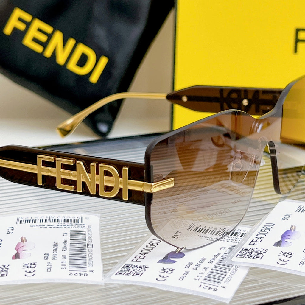 FENDI SQUARED RIMLESS VISOR SUNGLASSES FE40066U IN ACETATE AND METAL