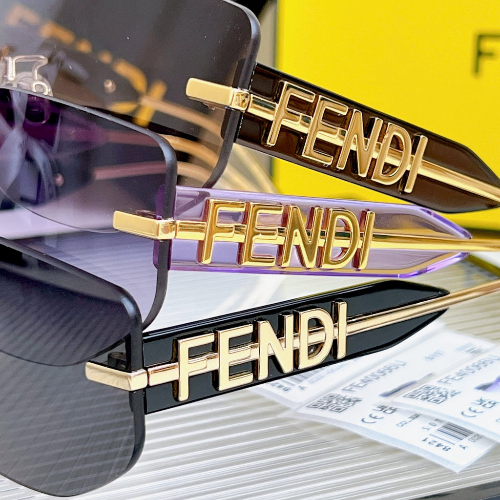 FENDI SQUARED RIMLESS VISOR SUNGLASSES FE40066U IN ACETATE AND METAL