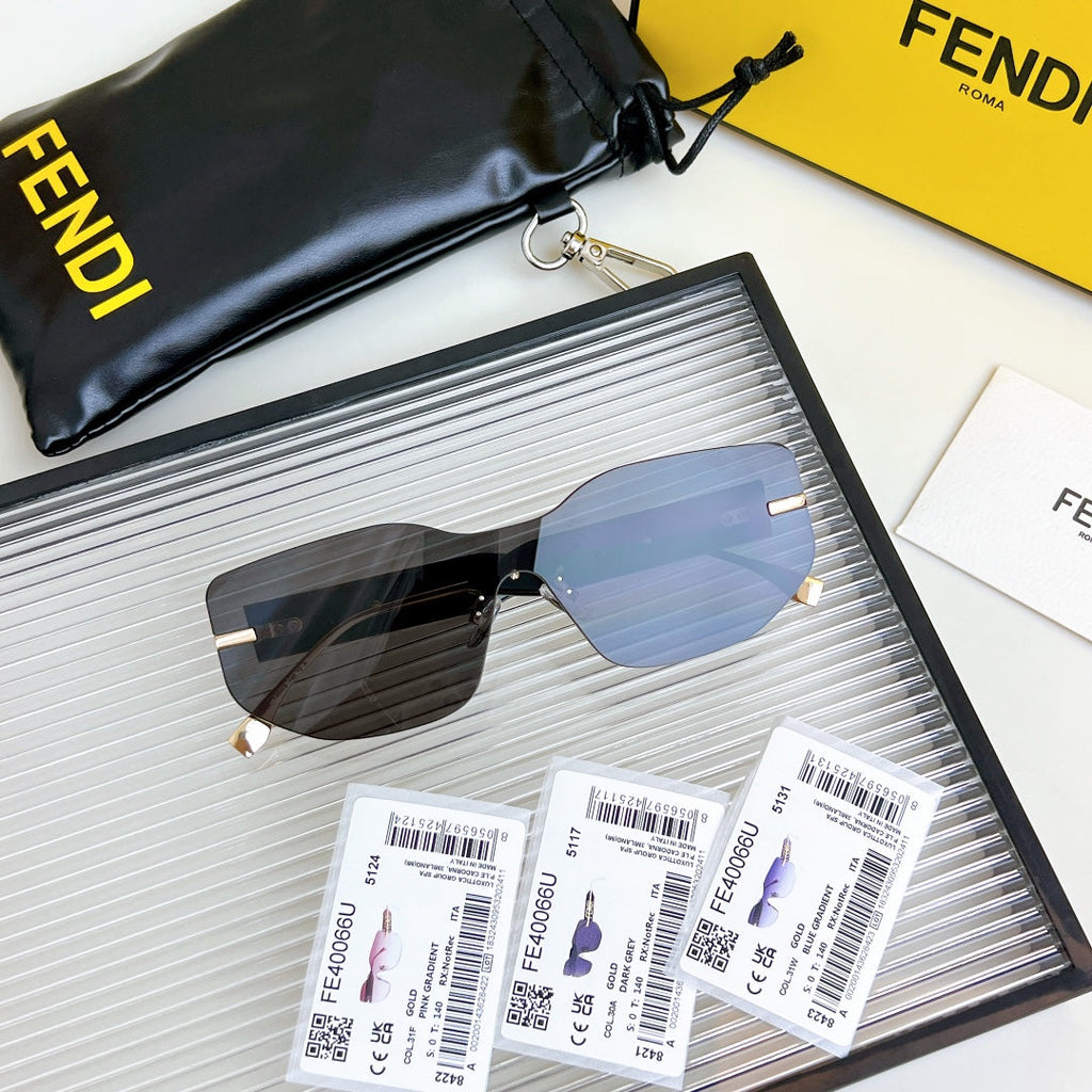 FENDI SQUARED RIMLESS VISOR SUNGLASSES FE40066U IN ACETATE AND METAL