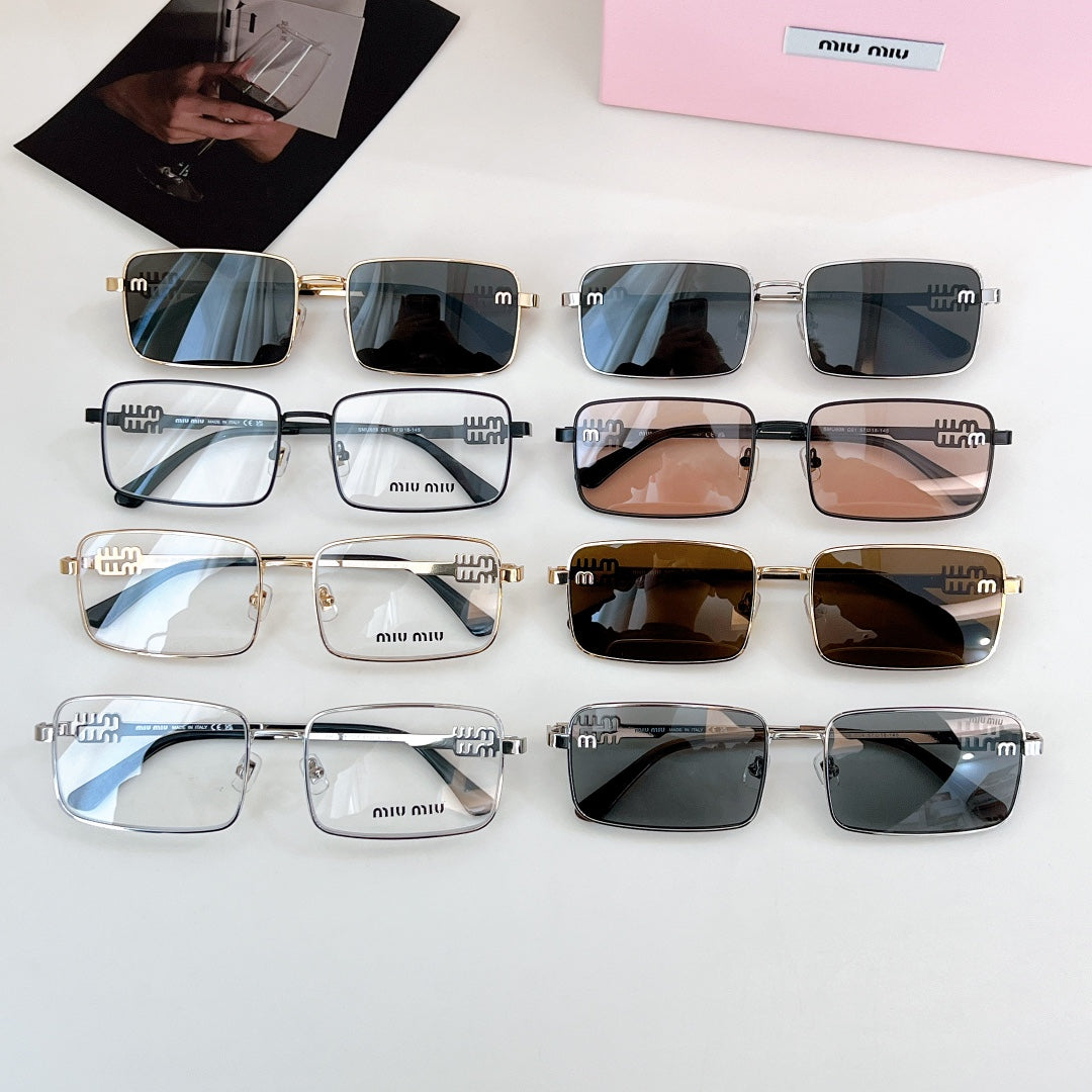 MIU MIU LOGO SQUARE SUNGLASSES SMU808 IN METAL
