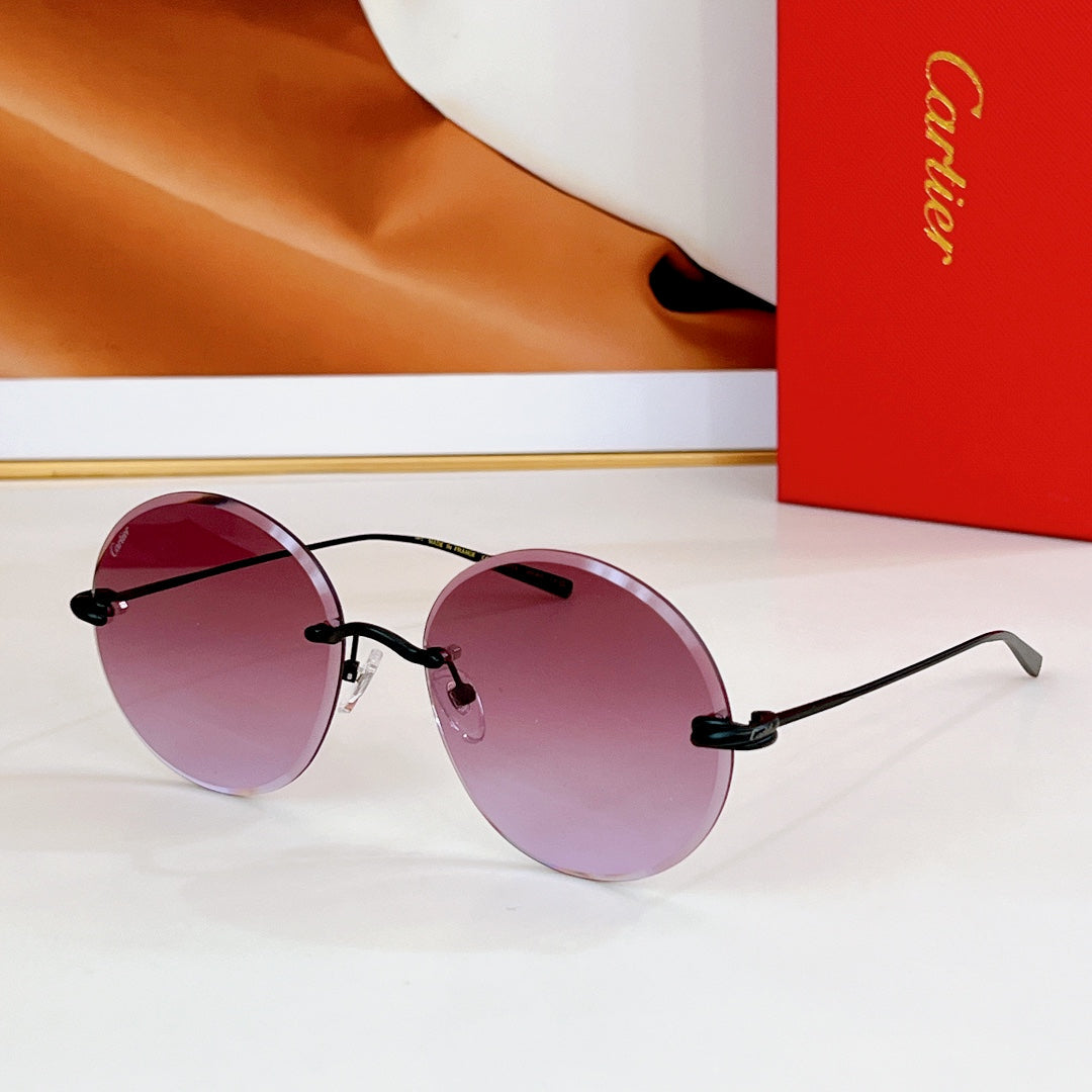 CARTIER PREMIÈRE RIMLESS ROUND FRAME SUNGLASSES CT0475 IN METAL
