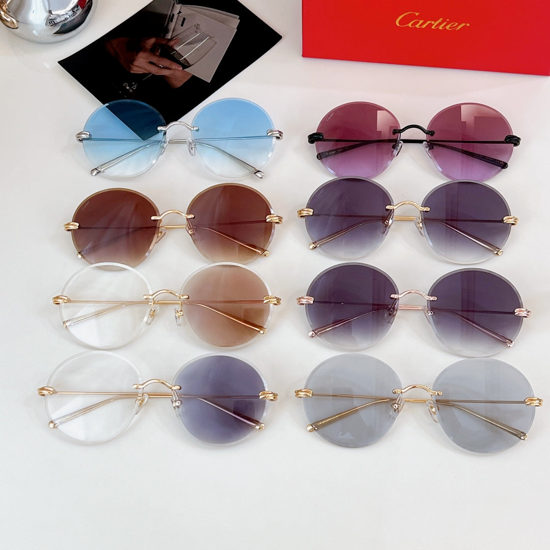 CARTIER PREMIÈRE RIMLESS ROUND FRAME SUNGLASSES CT0475 IN METAL