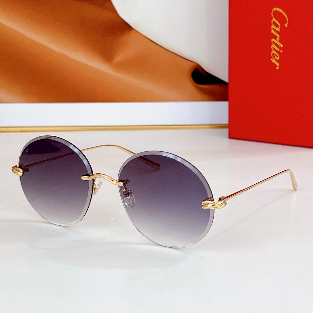 CARTIER PREMIÈRE RIMLESS ROUND FRAME SUNGLASSES CT0475 IN METAL