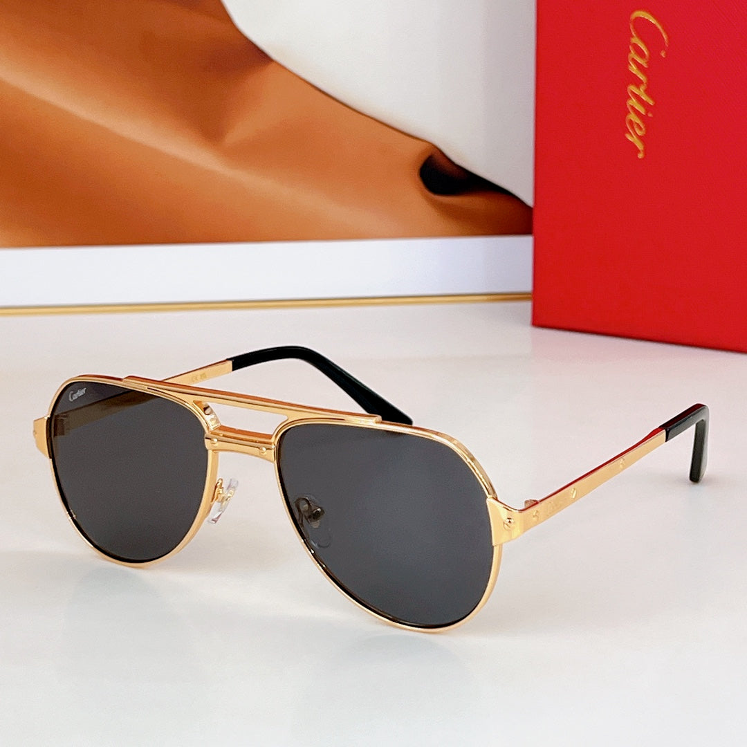 CARTIER SANTOS AVIATOR FRAME SUNGLASSES CT0639S IN METAL