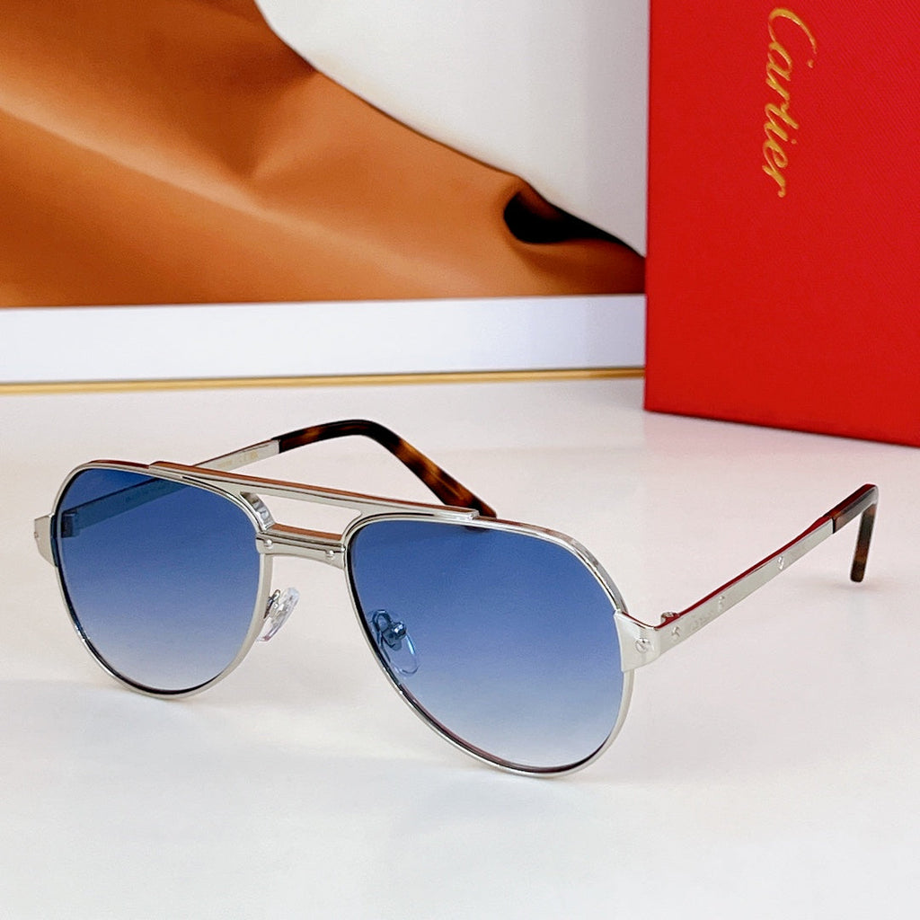 CARTIER SANTOS AVIATOR FRAME SUNGLASSES CT0639S IN METAL