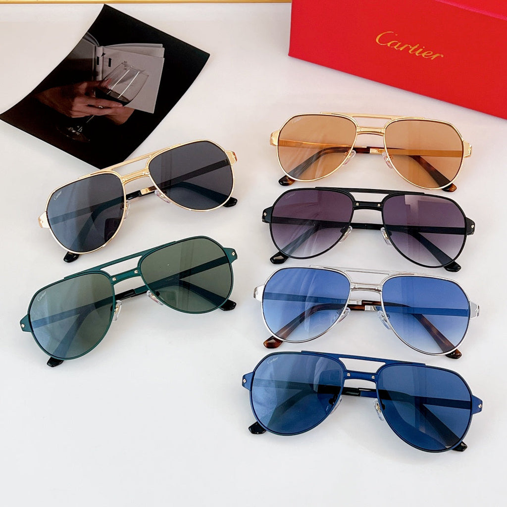 CARTIER SANTOS AVIATOR FRAME SUNGLASSES CT0639S IN METAL