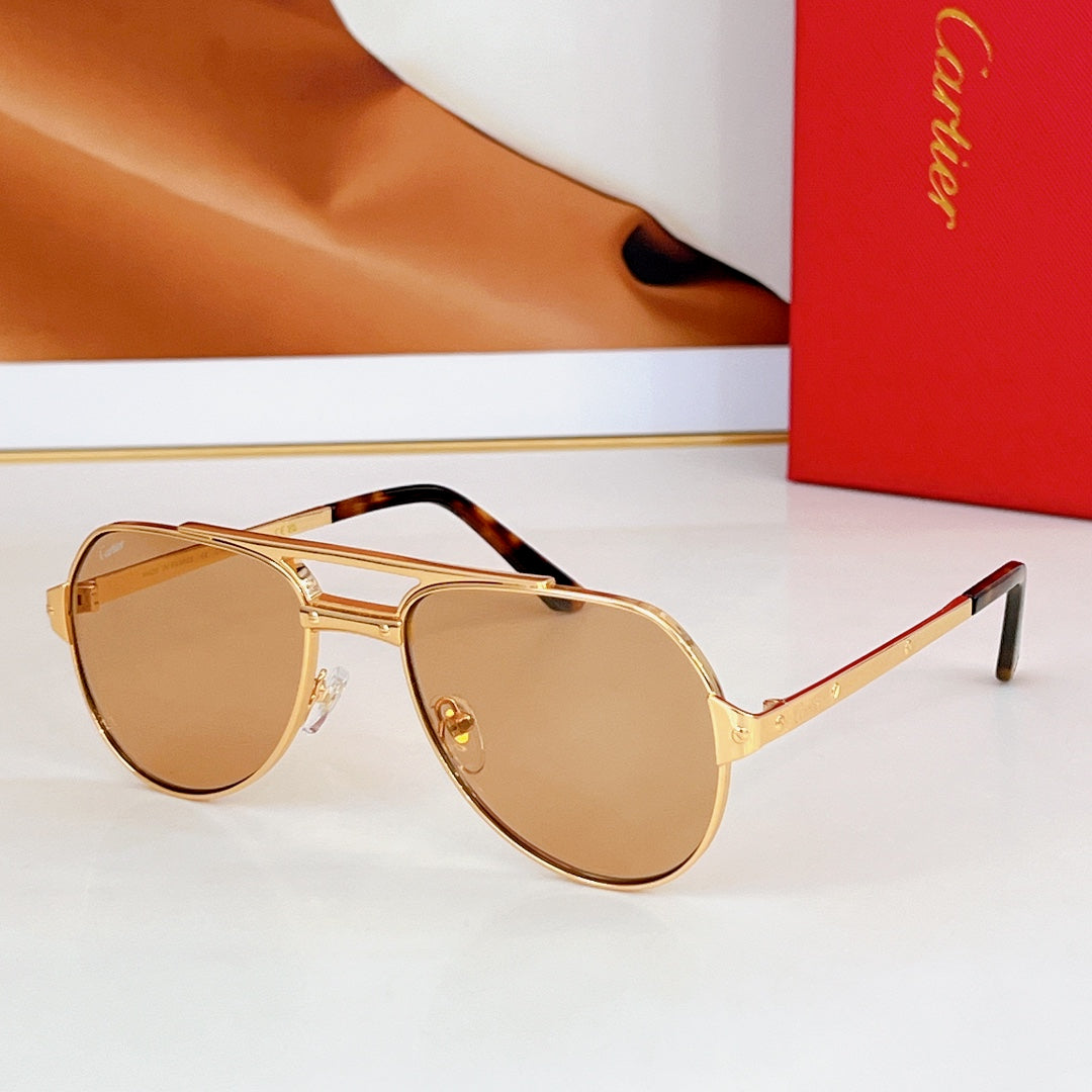 CARTIER SANTOS AVIATOR FRAME SUNGLASSES CT0639S IN METAL