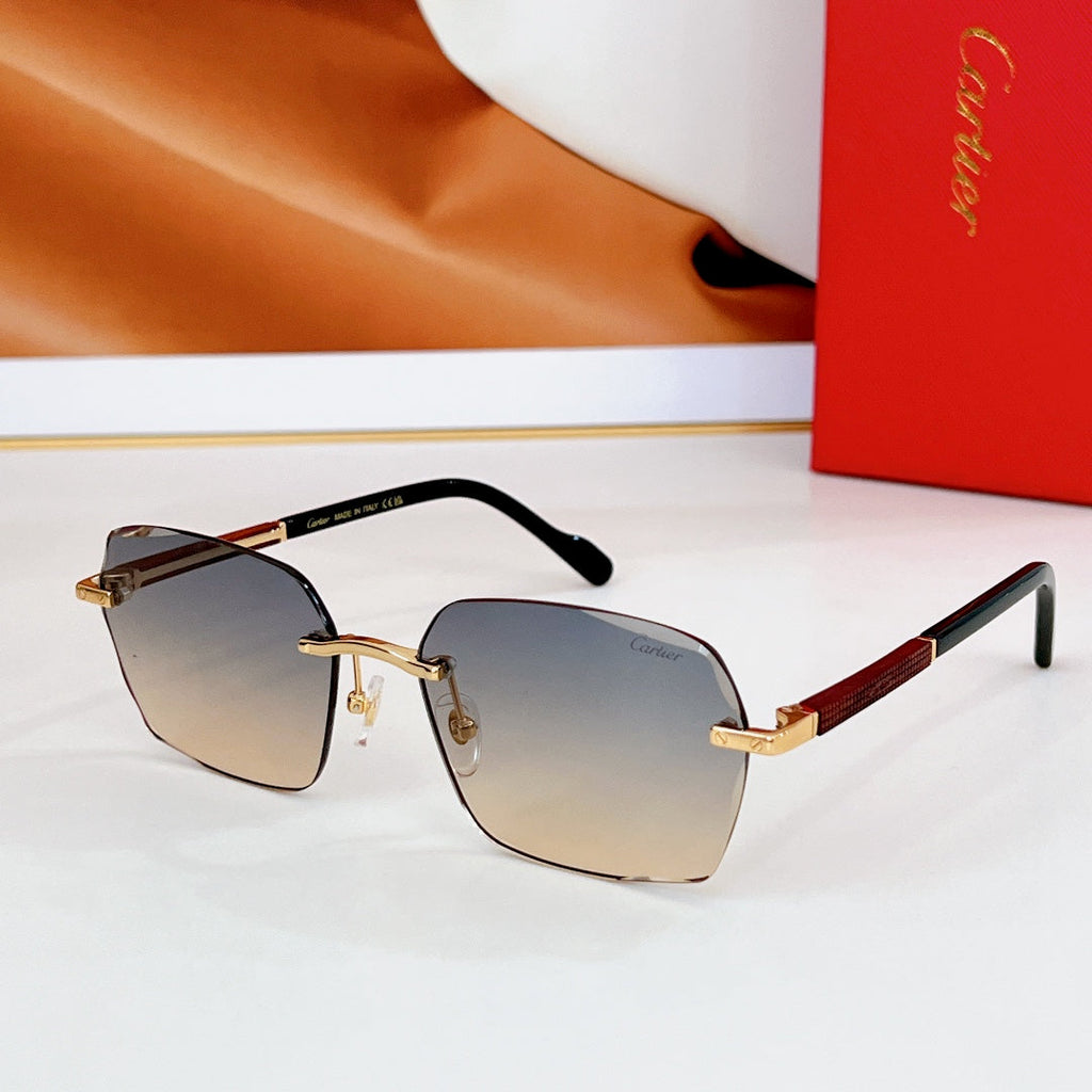 CARTIER SANTOS SQUARE FRAME SUNGLASSES CT0483S IN METAL