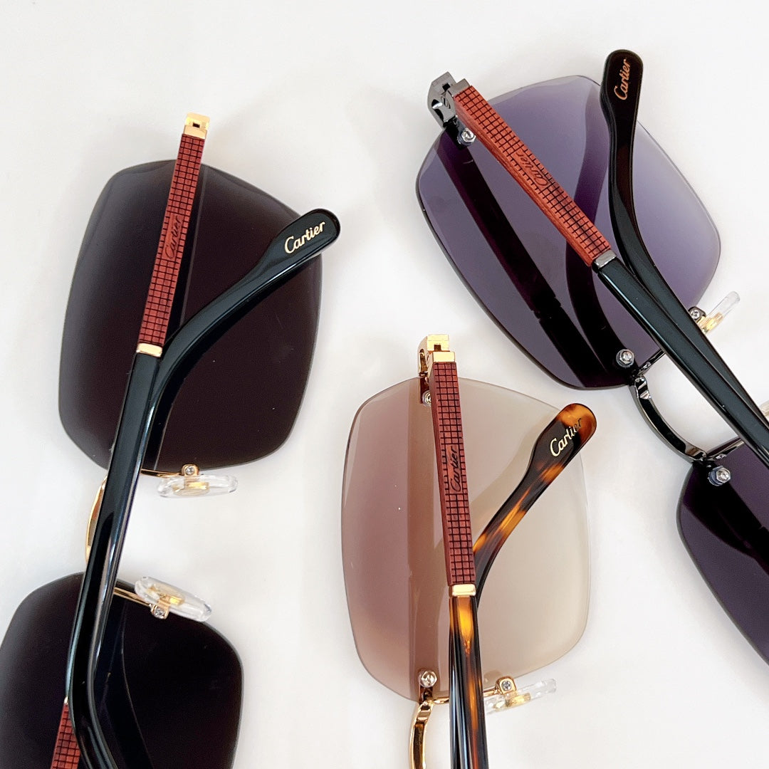 CARTIER SANTOS SQUARE FRAME SUNGLASSES CT0483S IN METAL