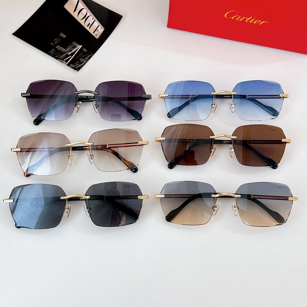 CARTIER SANTOS SQUARE FRAME SUNGLASSES CT0483S IN METAL