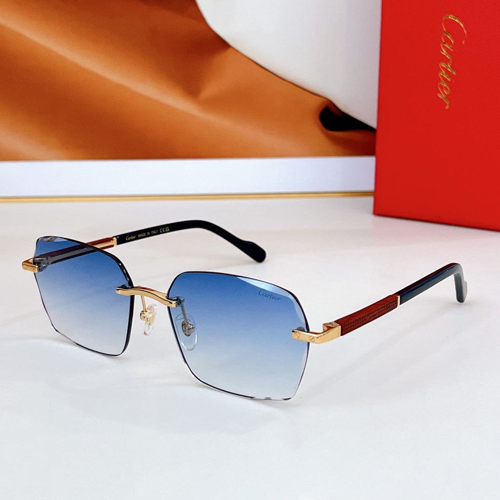 CARTIER SANTOS SQUARE FRAME SUNGLASSES CT0483S IN METAL