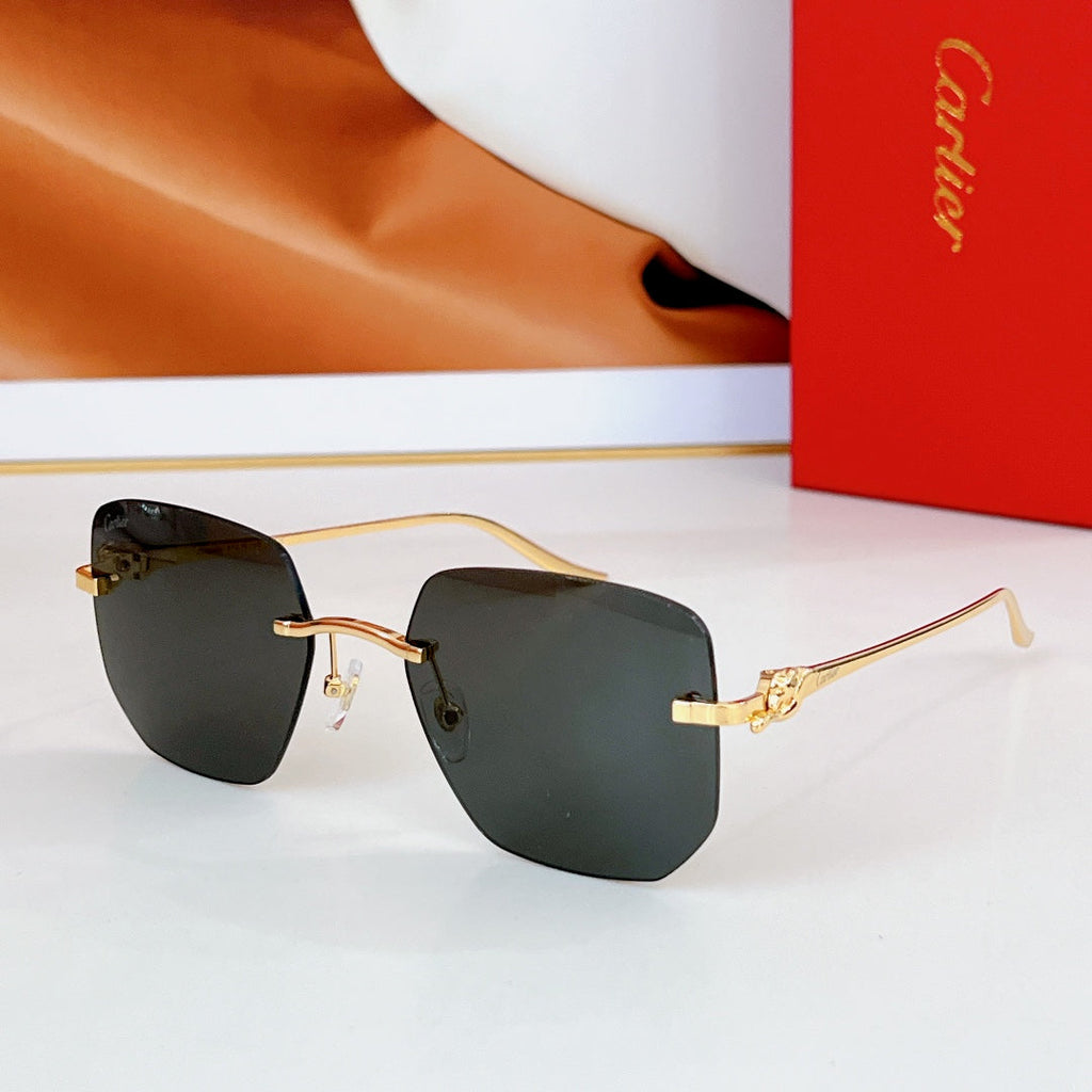 CARTIER PANTHÈRE RIMLESS SQUARE FRAME SUNGLASSES CT0549S IN METAL