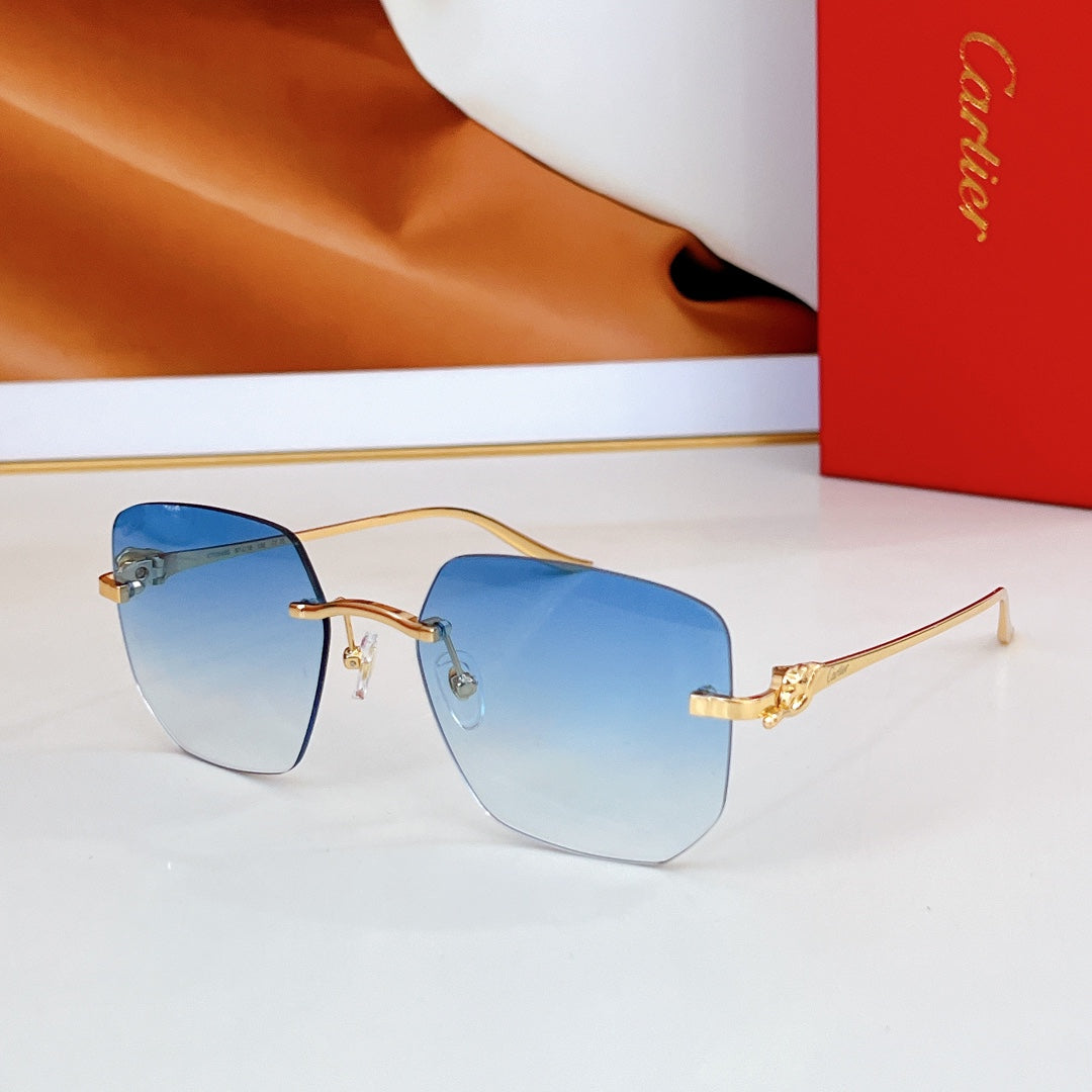 CARTIER PANTHÈRE RIMLESS SQUARE FRAME SUNGLASSES CT0549S IN METAL