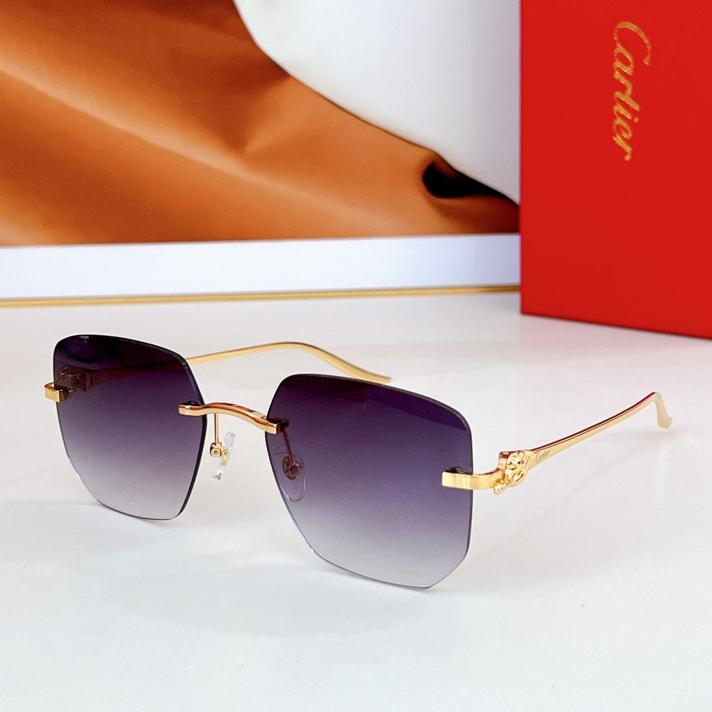 CARTIER PANTHÈRE RIMLESS SQUARE FRAME SUNGLASSES CT0549S IN METAL