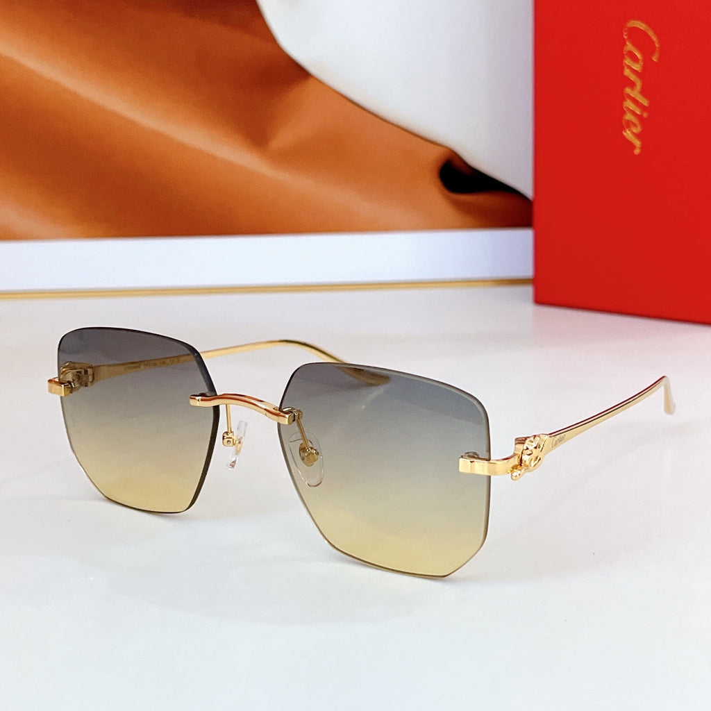 CARTIER PANTHÈRE RIMLESS SQUARE FRAME SUNGLASSES CT0549S IN METAL
