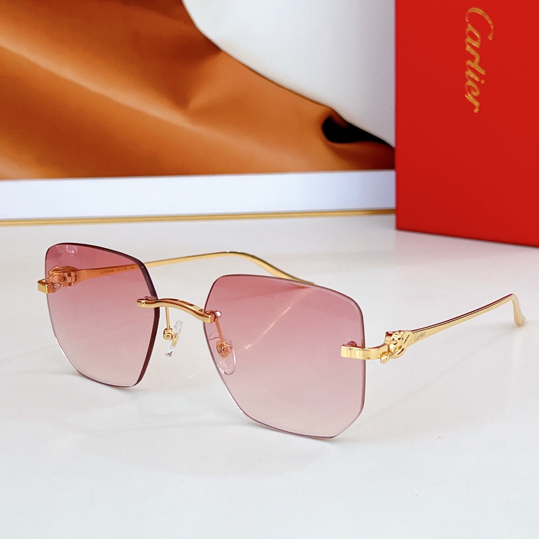 CARTIER PANTHÈRE RIMLESS SQUARE FRAME SUNGLASSES CT0549S IN METAL