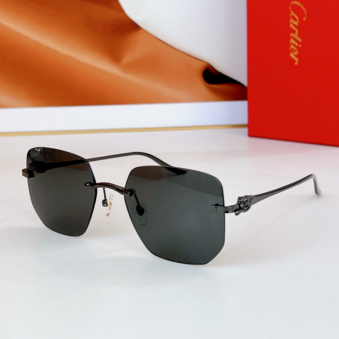 CARTIER PANTHÈRE RIMLESS SQUARE FRAME SUNGLASSES CT0549S IN METAL