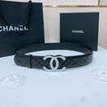 CHANEL DOUBLE C 38MM IN BLACK QUILTED LAMBSKIN SILVER BUCKLE