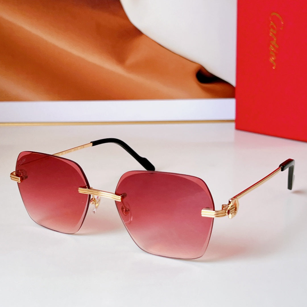 CARTIER RIMLESS SQUARE FRAME SUNGLASSES CT0625S IN METAL