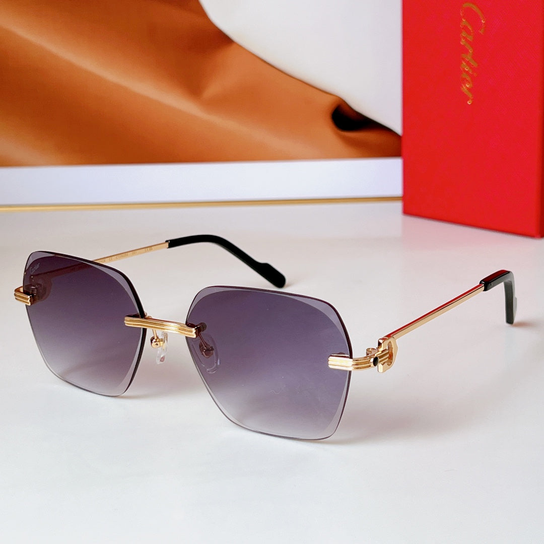 CARTIER RIMLESS SQUARE FRAME SUNGLASSES CT0625S IN METAL
