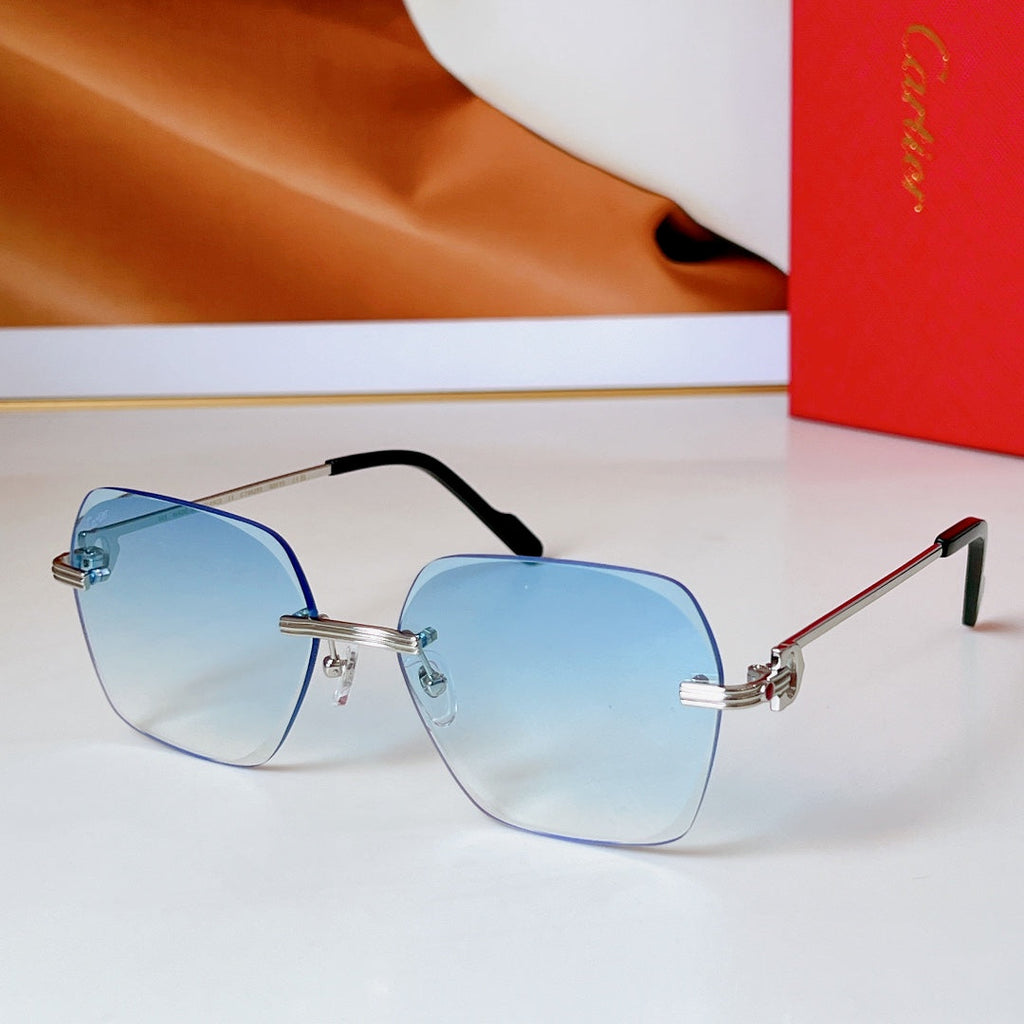 CARTIER RIMLESS SQUARE FRAME SUNGLASSES CT0625S IN METAL