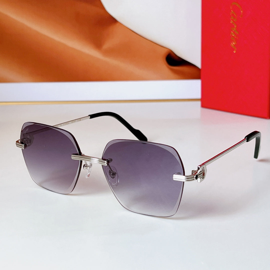 CARTIER RIMLESS SQUARE FRAME SUNGLASSES CT0625S IN METAL