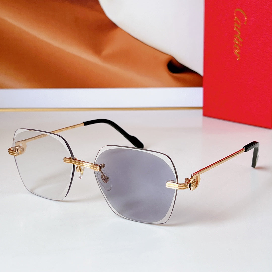 CARTIER RIMLESS SQUARE FRAME SUNGLASSES CT0625S IN METAL