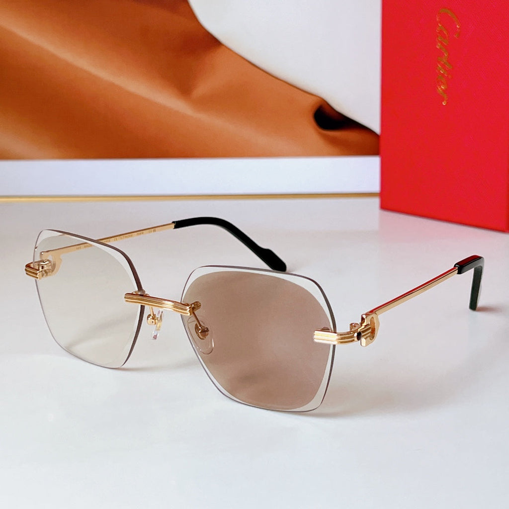 CARTIER RIMLESS SQUARE FRAME SUNGLASSES CT0625S IN METAL