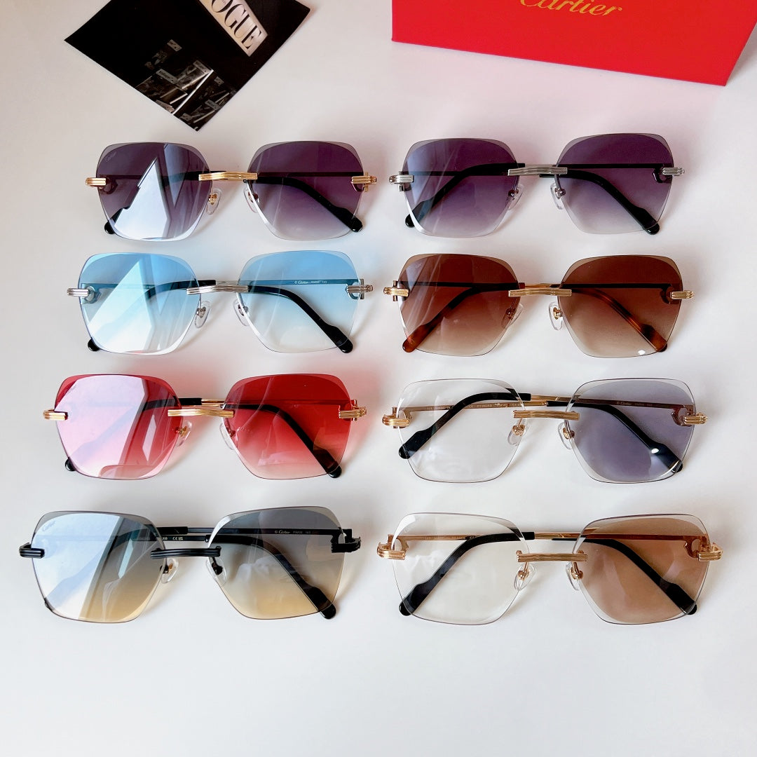 CARTIER RIMLESS SQUARE FRAME SUNGLASSES CT0625S IN METAL