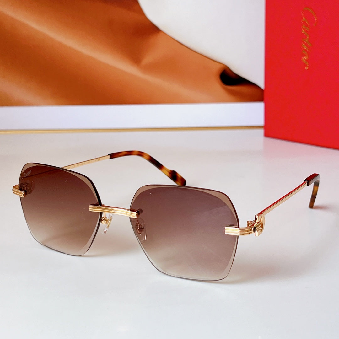 CARTIER RIMLESS SQUARE FRAME SUNGLASSES CT0625S IN METAL