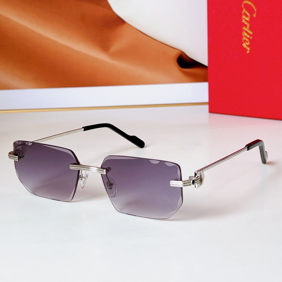 CARTIER RIMLESS RECTANGULAR FRAME SUNGLASSES CT0627S IN METAL