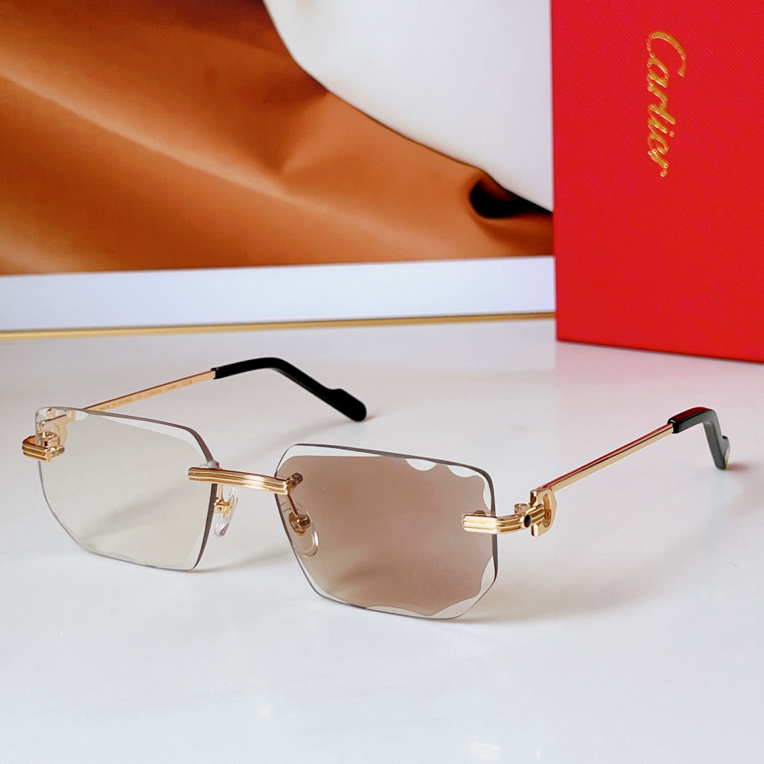 CARTIER RIMLESS RECTANGULAR FRAME SUNGLASSES CT0627S IN METAL
