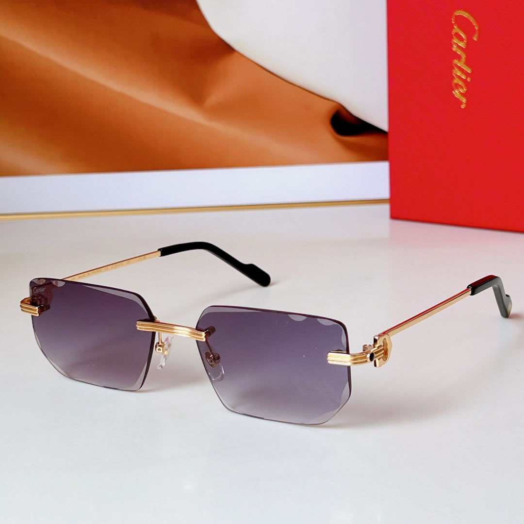 CARTIER RIMLESS RECTANGULAR FRAME SUNGLASSES CT0627S IN METAL