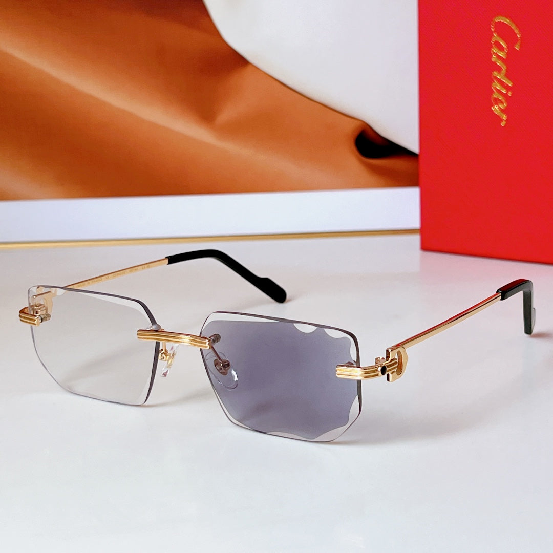 CARTIER RIMLESS RECTANGULAR FRAME SUNGLASSES CT0627S IN METAL