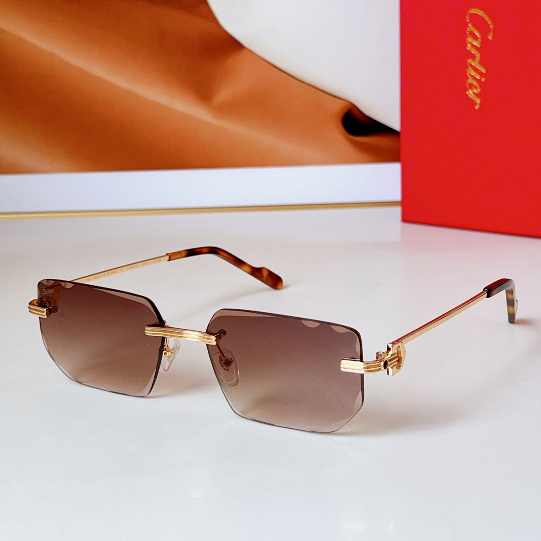 CARTIER RIMLESS RECTANGULAR FRAME SUNGLASSES CT0627S IN METAL