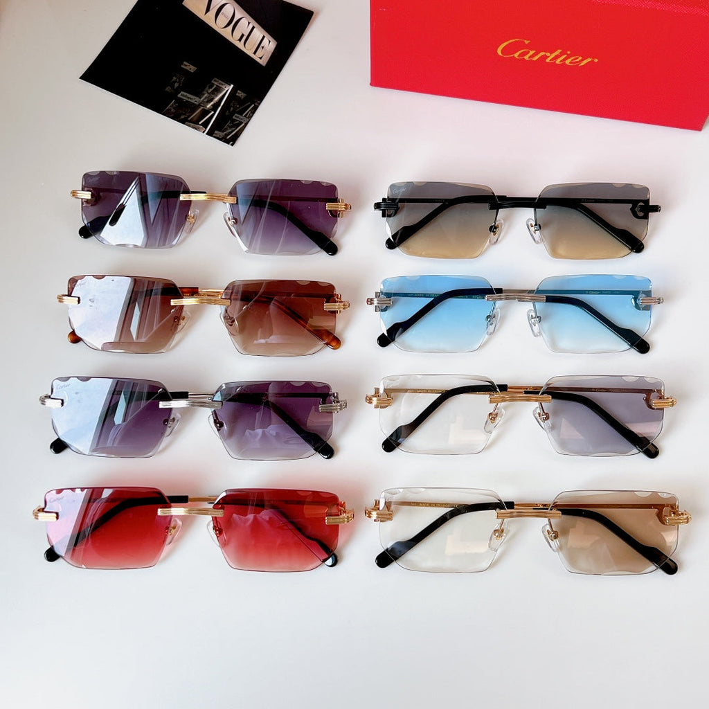 CARTIER RIMLESS RECTANGULAR FRAME SUNGLASSES CT0627S IN METAL