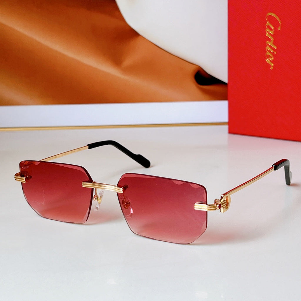 CARTIER RIMLESS RECTANGULAR FRAME SUNGLASSES CT0627S IN METAL