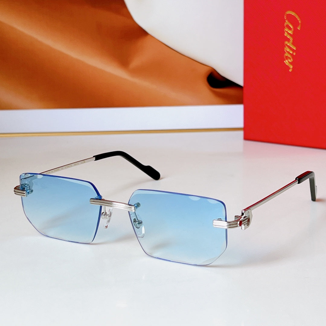 CARTIER RIMLESS RECTANGULAR FRAME SUNGLASSES CT0627S IN METAL