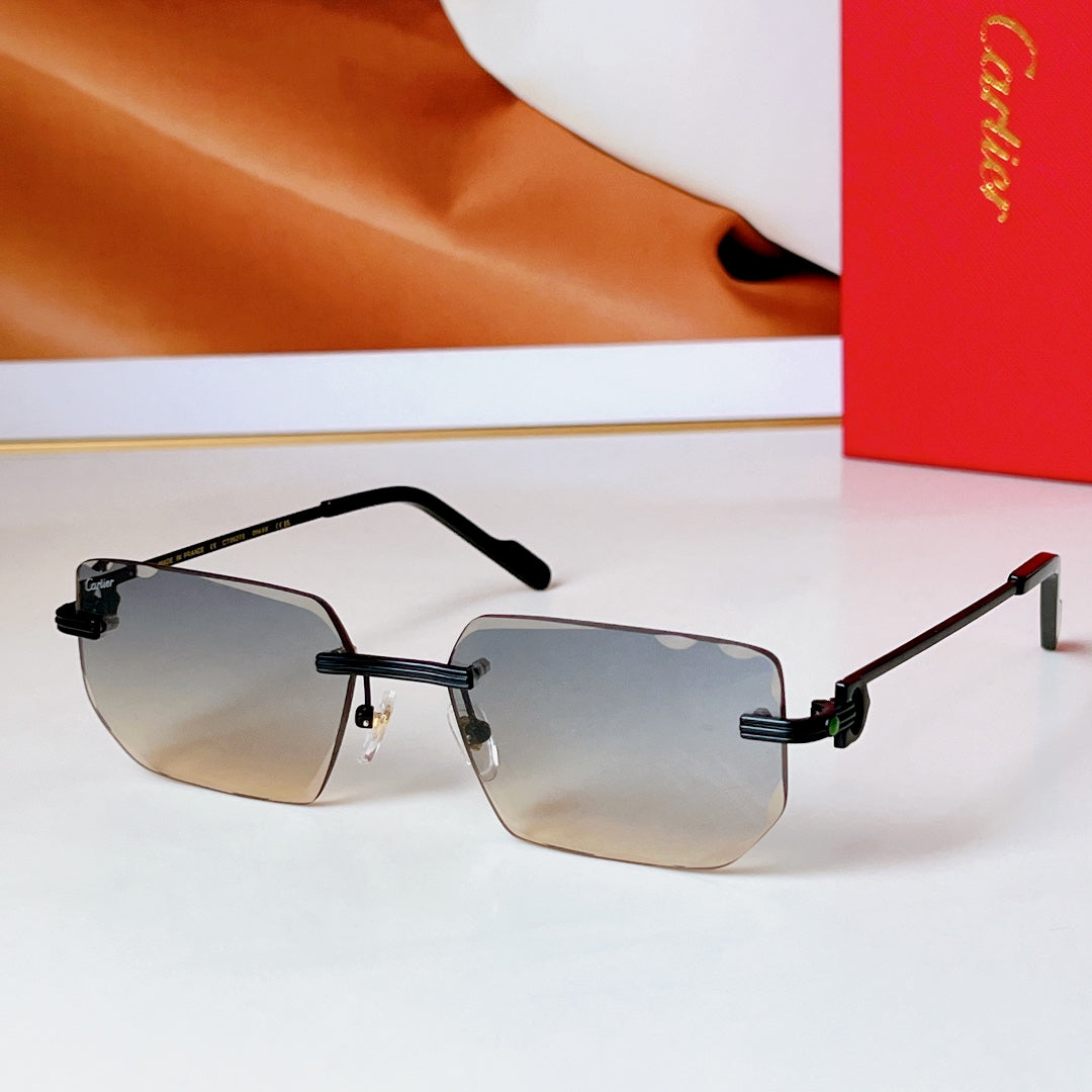 CARTIER RIMLESS RECTANGULAR FRAME SUNGLASSES CT0627S IN METAL