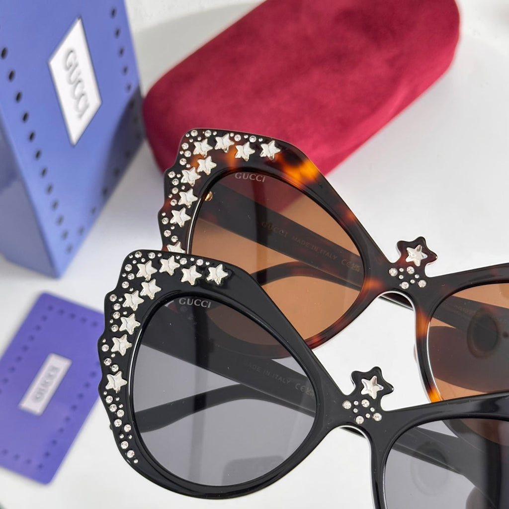 GUCCI CRYSTAL STUDDED CAT EYE FRAME SUNGLASSES GG1095S IN ACETATE