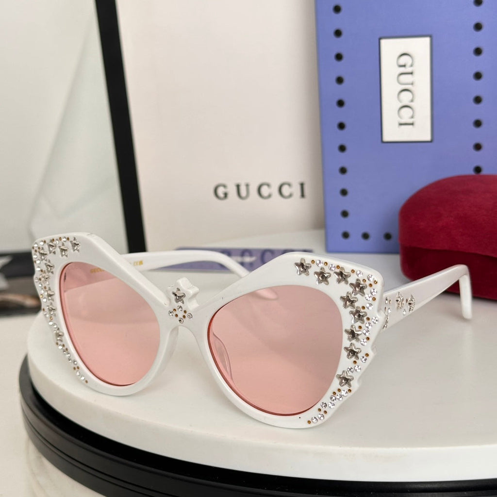 GUCCI CRYSTAL STUDDED CAT EYE FRAME SUNGLASSES GG1095S IN ACETATE