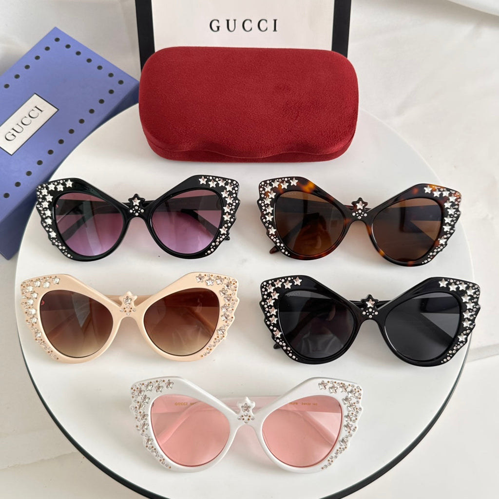 GUCCI CRYSTAL STUDDED CAT EYE FRAME SUNGLASSES GG1095S IN ACETATE