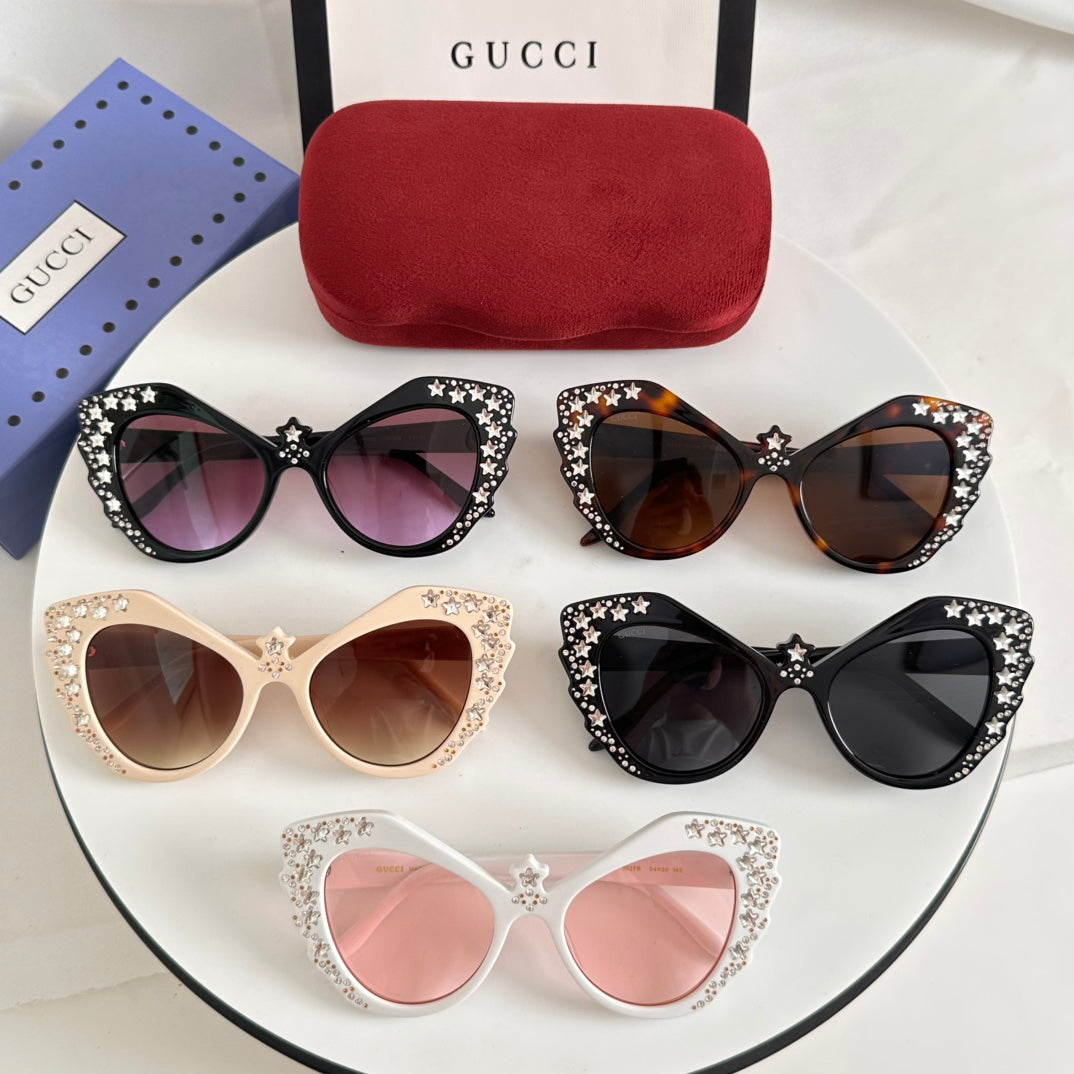 GUCCI CRYSTAL STUDDED CAT EYE FRAME SUNGLASSES GG1095S IN ACETATE