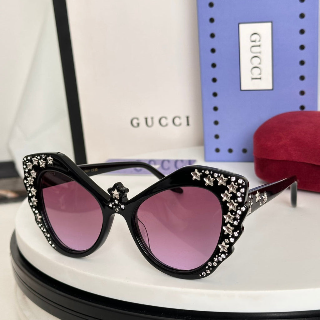 GUCCI CRYSTAL STUDDED CAT EYE FRAME SUNGLASSES GG1095S IN ACETATE