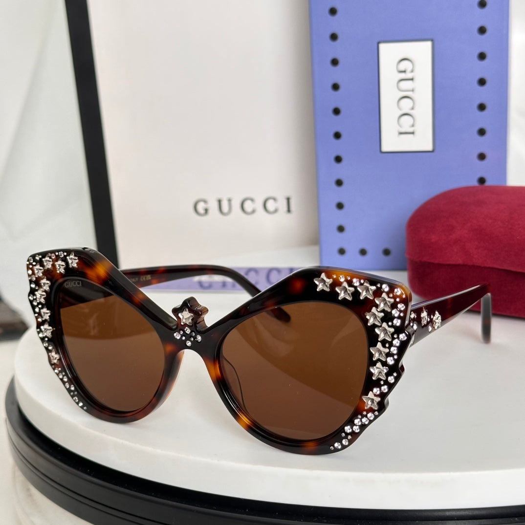 GUCCI CRYSTAL STUDDED CAT EYE FRAME SUNGLASSES GG1095S IN ACETATE