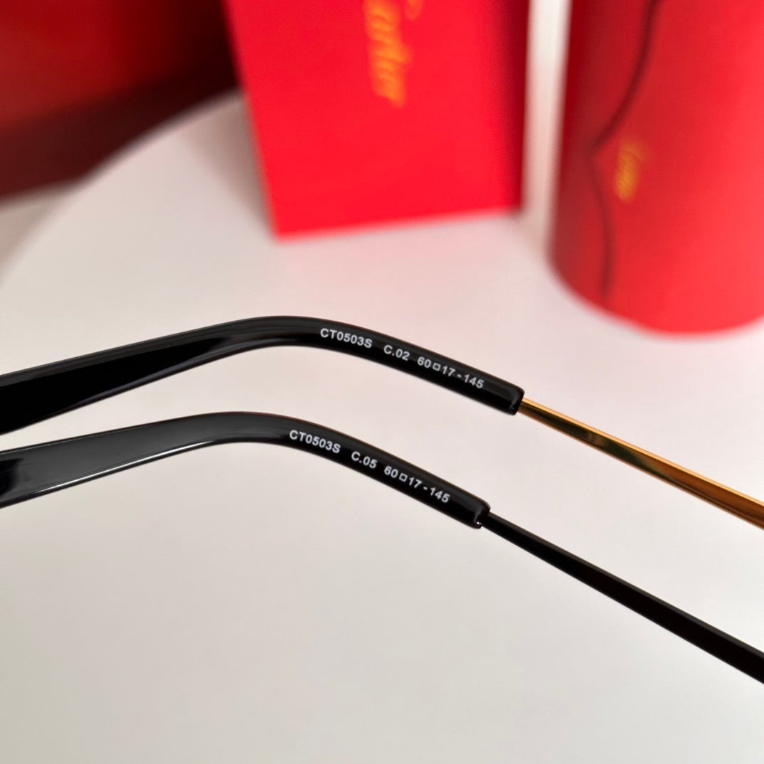 CARTIER PANTHÈRE RIMLESS SQUARE FRAME SUNGLASSES CT0503S IN METAL