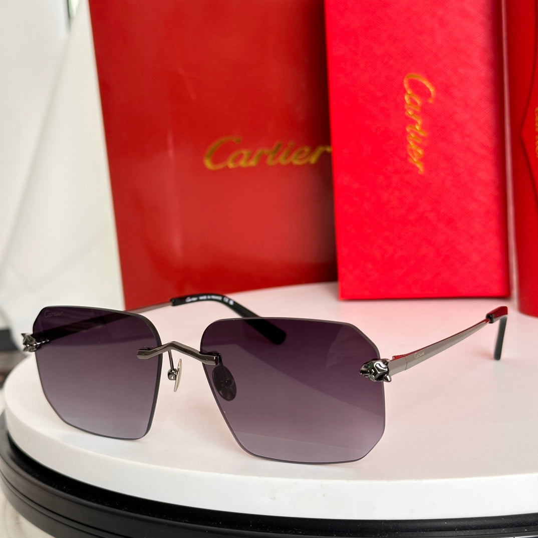 CARTIER PANTHÈRE RIMLESS SQUARE FRAME SUNGLASSES CT0503S IN METAL